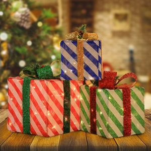 3pcs 60-Light Twill Medium Coarse Cloth Battery Version (Not Included) <b>Christmas</b> Decorations Garden Gift <b>Box</b> Decoration - Product Image 4