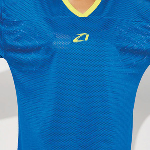 เสื้อเจอร์ซีย์อเมริกันฟุตบอลสีน้ำเงินเหลืองแบบโอเวอร์ไซส์สำหรับทุกเพศ ผลิตโดย OEM ทำจากผ้าฝ้าย เหมาะสำหรับใส่เล่นกีฬา ขายส่งเสื้อทีมฟุตบอล - Product Image 6