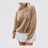 Sudadera Oversize de Algodón Ecológico para Mujer, 180g, con Cuello Alto Bordado Personalizado y Mangas Largas
