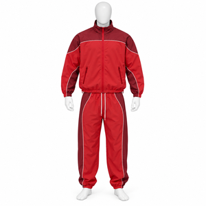 Conjunto deportivo de 2 piezas 100% nailon, de última tendencia, con capucha y cremallera, impermeable, para hombre, chaqueta cortavientos y pantalón. - Product Image 2