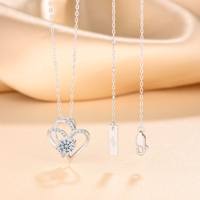 Vente en gros de boucles d'oreilles en moissanite D VVS, collier en moissanite à double cœur de coupe ronde, argent sterling 925