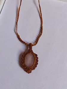 Collar Colgante de Cuarzo Rosa Marrón Hecho a Mano con Macramé, Ajustable, Estilo Bohemio, Étnico, Curativo, Joyería de Declaración, Venta al por Mayor - Product Image 3
