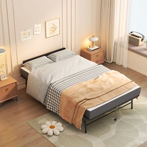 Letto Pieghevole Largo 190x117 cm con Testiera Regolabile, Letto Pieghevole Extra Lungo per Persone Alte, Materasso in Memory Foam da 13 cm, Resistente - Product Image 3