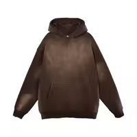 เสื้อฮู้ดดี้โอเวอร์ไซส์ทรงใหญ่พิเศษสำหรับผู้ชาย สไตล์สตรีทแวร์ ไม่มีเชือก ซิปแบบซิปเดียว ล้างสีแบบแอซิดวอช ลายเรียบ พร้อมฮู้ดด้านหน้า เหมาะสำหรับฤดูหนาว - Product Image 4