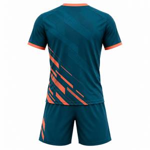 Ensemble maillot et short de football pour homme, imprimé géométrique bleu sarcelle et orange, anti-humidité, coupe athlétique, toutes saisons - Product Image 3