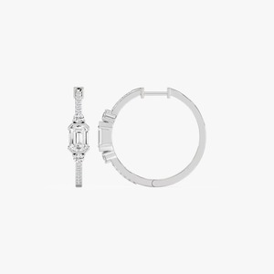 Pendientes de Aro Pequeños con Diamantes Cultivados en Laboratorio, Corte Esmeralda y Redondo, 2.52CTW, Oro de 10/14/18KT, Certificación IGI, Estilo Moderno para Mujer - Product Image 5