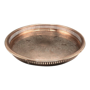 Kitchenware Accessory Great Quality Copper Serving Tray Platter With Ornate Floral Design And Wedding Dinnerware For Home Decor - Product Image 3