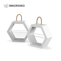 Boîte cadeau personnalisée en papier biodégradable avec fenêtre hexagonale et pelliculage mat pour cosmétiques, fleurs, sérum de soin à emporter