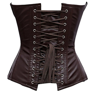 Corsets et bustiers en similicuir pour femmes de qualité supérieure, personnalisés, à manches longues, sexy, avec des détails en maille à pois - Product Image 5