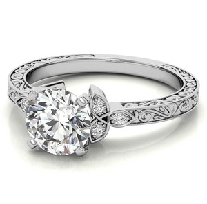Cut Moissanite <b>Ring</b> 925 Sterling <b>Silver</b> White Gold Plated Certified Engagement Wedding Bridal Luxury <b>Solitaire</b> Sparkling Prong - Product Image 4