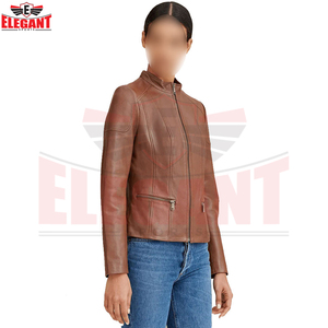 Latest Style In Brown Color Fashion Wear <b>Women's</b> Genuine Leather Jackets Casual Wear Product Best Quality <b>Women</b> Jacket - Product Image 5
