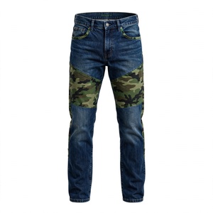 Jean en denim délavé pour homme, coupe slim, taille mi-haute, motif camouflage patchwork, style décontracté, collection automne, exporté du Bangladesh - Product Image 1
