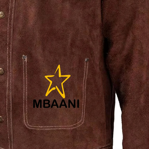 Veste de travail à manches longues Marron MBAANI, boutonnée sur le devant, coupe classique, vêtements de travail de sécurité - Product Image 3