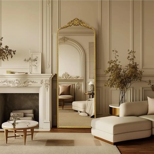 Miroir de luxe avec cadre doré de qualité supérieure, design métallique élégant pour la décoration de salle de mariage et la décoration de hall d'hôtel, vente en gros depuis l'Inde - Product Image 3