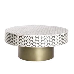 Elegante mesa de centro con incrustaciones de hueso redondo blanco tradicional para el hogar para muebles de sala de estar de lujo - Product Image 3