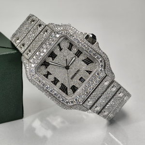 Reloj Mecánico de Acero Inoxidable con Diamantes Simulados Personalizado, Reloj de Lujo Estilo Hip Hop para Hombre, Regalos de Aniversario - Product Image 1