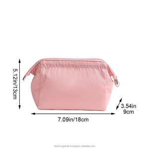 Portable Cosmetic Bag Medium Size Textile Zipper Closure Soft Handle <b>Makeup</b> Storage Pouch for Men, Women Travel Toiletry <b>Case</b> - Product Image 5