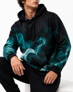 Sudadera con Capucha para Hombre, Estampado Teal Smoke, Corte Regular, Casual, Bolsillo Frontal, Impresión por Sublimación, Poliéster, Raglán - Product Image 5