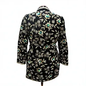 Vintage Floral Embroidered Velvet Kimono Coat Women Winter Outwear High Quality Custom <b>Sequin</b> Embellished Wrap Blazer <b>Jacket</b> - Product Image 2