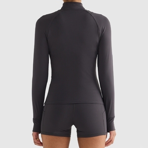 Ensemble de yoga INDEX pour femme : short taille haute, crop top, veste à manches longues, fermeture éclair, couleur unie, tenue de sport 2 pièces - Product Image 2