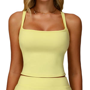 Women <b>Square</b> <b>Neck</b> Sleeveless <b>Tank</b> <b>Top</b> Basic Summer Activewear Yoga Bra Sports Fit Cute Trend Going Out Gym Shirt 2025 Style Look - Product Image 1