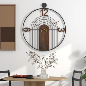 Gorgeous large peacock wall <b>clock</b> decorated with vibrant green feathers and blue gems, available at wholesale prices. - Product Image 5