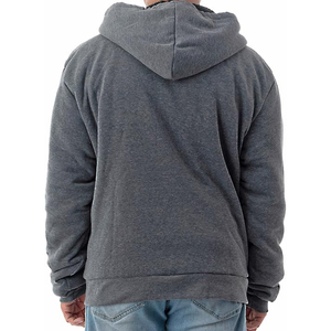 Sweat-shirt à capuche zippé gris pour homme, coupe classique, décontracté, pour l'automne, 100% coton, molleton tricoté, couleur unie - Product Image 2