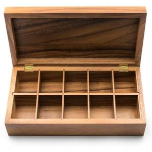 Wooden <b>Tea</b> Beverage Storage <b>Box</b> Lid 4 Compartment Rectangular Design Lacquer Finish Foldable Durable Handmade Easy Clean Classic - Product Image 3