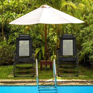 Set di 2 Sedie Reclinabili Pieghevoli Regolabili per Patio o Campeggio, Schienale a 7 Livelli con Seduta Confortevole - Product Image 3