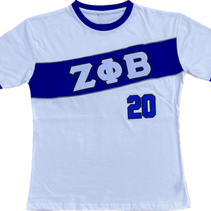 เสื้อยืดคอกลมแขนสั้นสีขาวปักลายสีน้ำเงินสำหรับผู้หญิง รุ่น Zeta ทรงปกติ สไตล์ลำลอง ไซส์ 20 - Product Image 2