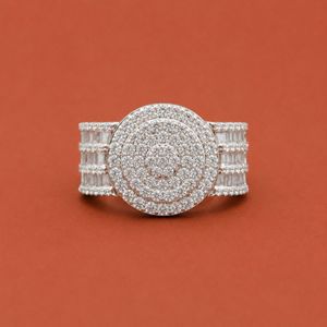 แหวนเงินแท้ 925 ประดับเพชรโมอิสซาไนต์ทรงกลมหลายชั้น - Product Image 1
