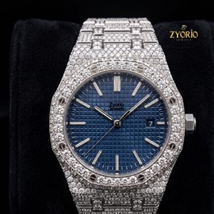 Montre mécanique de luxe bicolore en acier inoxydable avec diamants Moissanite, cadran bleu, mouvement ETA, résistante à l'eau, unisexe - Product Image 5