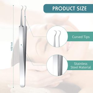 Stainless Steel <b>Blackhead</b> Tweezers Pimple <b>Extractor</b> Tool Curved Bend Design for Whitehead Removal Skin Care Instruments - Product Image 6