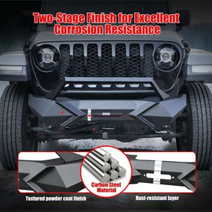 Plaque de pare-chocs avant style X pour Wrangler JK (2007-2018) en acier au manganèse texturé noir robuste, compatible avec les plaques de protection - Product Image 2