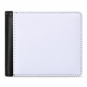 Portefeuille court vierge pour homme avec doublure en PU et toile, fermeture ouverte pour sublimation DIY - Product Image 1