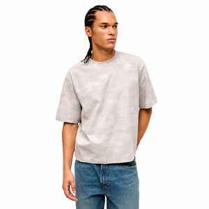 Camiseta de Manga Corta con Estampado de Camuflaje Extra Grande Personalizada para Hombre, 100% Algodón Jersey, Cuello Redondo, Estilo Casual - Product Image 1