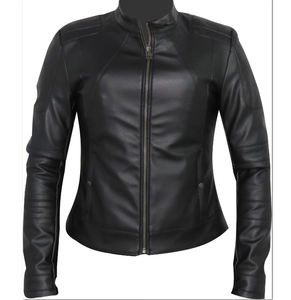 Chaqueta de Motociclista de Cuero Negra para Hombre, Estilo Moderno, Corte Ajustado, Cuello Alto, Chaqueta de Motero, Piel de Cordero Genuina/PU, Logotipo Personalizado OEM - Product Image 1