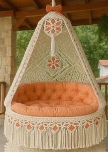 macrame <b>swing</b> chair,hanging macrame chair, boho macrame <b>hammock</b>, handmade hanging chair, Indoor - Product Image 3
