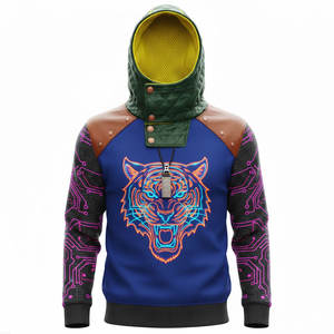 Sudadera Unisex Cyberpunk Tech con Diseño de Circuitos Electrónicos Abstractos Brillantes de Neón, Sublimada, 100% Algodón - Product Image 1