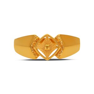 Bague de déclaration carrée géométrique plaquée or 18 carats de luxe pour homme, ajustable, style Dubaï arabe, tendance - Product Image 3