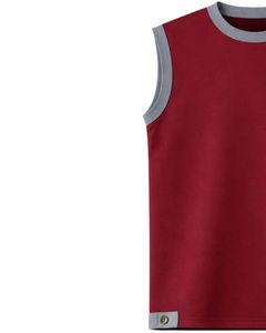 Custom Manufacturer Men Red Sleeveless Tank Top And Shorts <b>Set</b> Casual Summer Cotton Outfit Gray Trim Drawstring Two Piece <b>Set</b> - Product Image 2