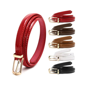 Red Genuine Leather <b>Belt</b> With Gold <b>Tone</b> Pin Buckle Casual Style Solid Color Women's Accessory - Product Image 4