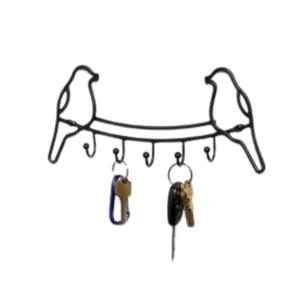 Modern <b>Wall</b> Mounted Iron Metal <b>Key</b> <b>Holder</b> House Shaped <b>Key</b> Hanger Rack with 4 Hooks for Entryway Home Storage - Product Image 2