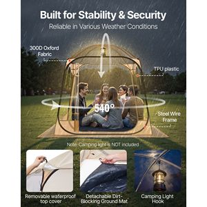Tenda a Bolla Trasparente 72x72 Impermeabile per 2-4 Persone, Pop-up con Tappetino, per Giardino Esterno, Iglu Monostrato - Product Image 3