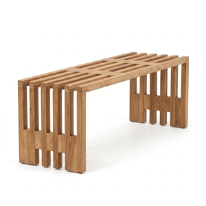 Nuevo Banco Moderno Minimalista de Madera de Teca Thalcone sin Respaldo para Exteriores, Comedor, Parque, Patio, Jardín, Asientos de Madera con Listones Ecológicos - Product Image 1