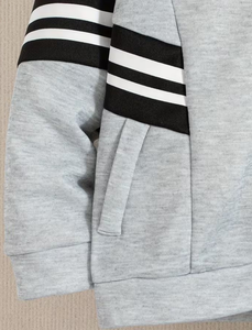 <b>Boys'</b> Casual Sport Two-Piece Set Suitable for Spring & Autumn Featuring a Stand-<b>up</b> Collar Jacket &Cuffed Pants with Contrasting - Product Image 5