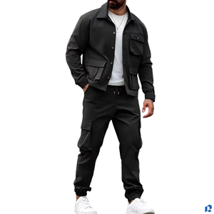 Mens Woven Winter Workwear Set Multi Pocket Jacket and <b>Pants</b> Casual American Style 2pcs Front Logo OEM ODM Custom - Product Image 6