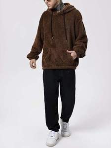 Sudadera con Capucha para Hombre, Forrada, Tejida, Transpirable, de Color Sólido, Lana de Cordero, Cálida para Invierno, con Logotipo Personalizado, Venta al Por Mayor - Product Image 3