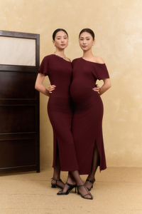 Vestido Midi a Rayas Tejido para Mujer, Cuello Asimétrico, Detalle de Botones, Tela Elástica, Elegante para Uso Diario - Product Image 5
