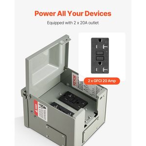 Pannello Prese Elettriche Esterne Doppio 20 AMP con Protezione GFCI, Scatola IP54 Impermeabile per Sistemi RV - Product Image 3